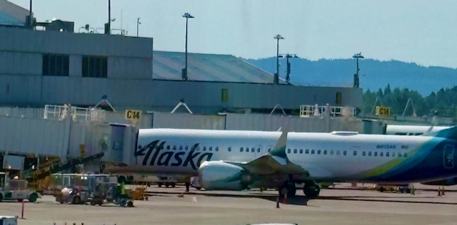 Aircraft at its stand at an airport